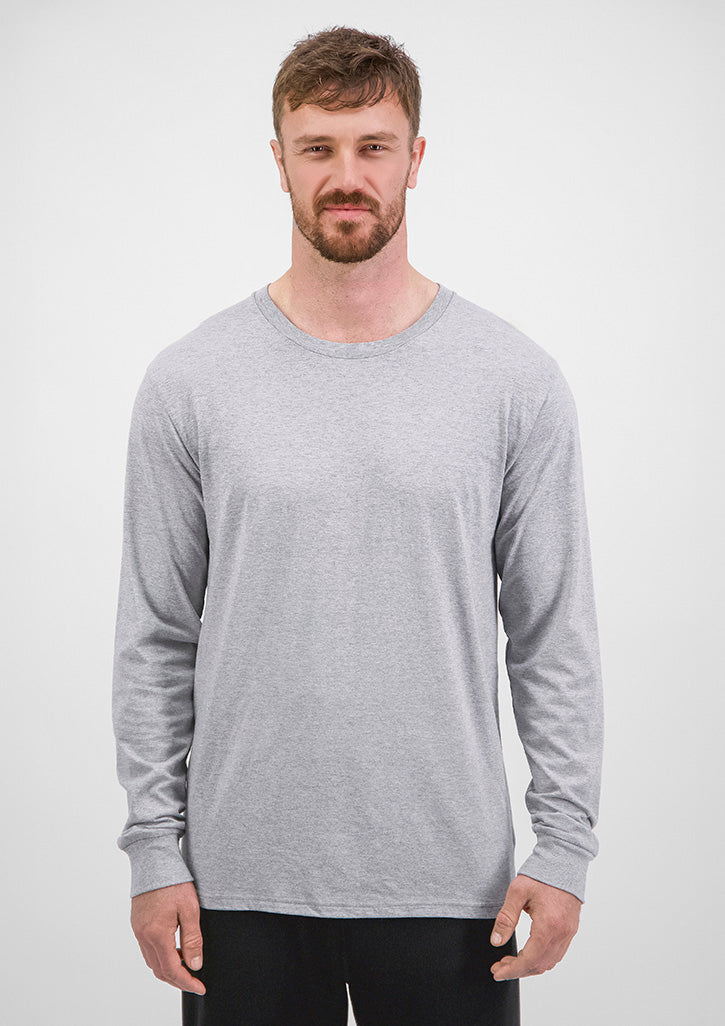 Mens Basis Long Sleeve Tee - Grey Marle