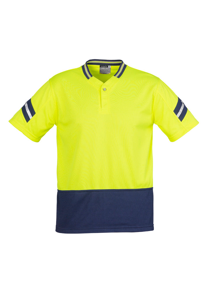 Mens Hi Vis Astro Short Sleeve Polo - Yellow/Navy