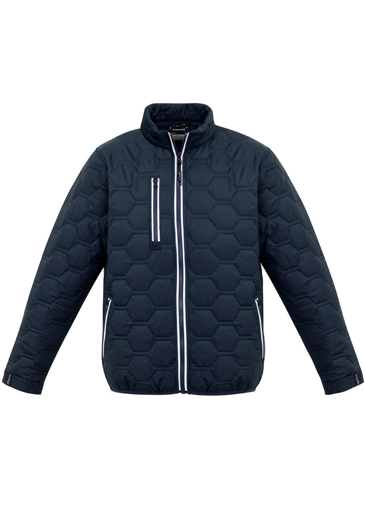 Unisex Hexagonal Puffer Jacket - Navy