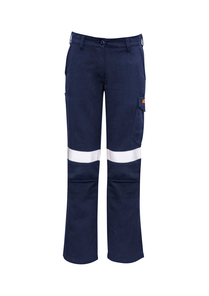 Womens Orange Flame Taped Cargo Pant - Navy