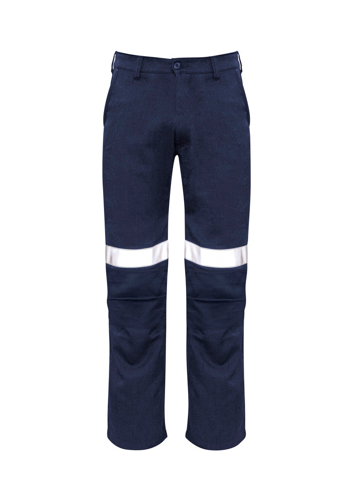 Mens Orange Flame Traditional Style Taped Work Pant - Navy