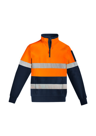 Mens Hi Vis 1/4 Zip Pullover - Hoop Taped - Orange/Navy