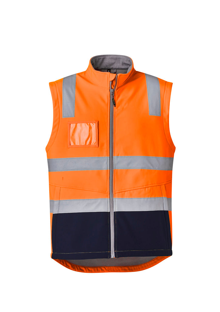 Unisex Hi Vis Softshell Vest - Orange/Navy