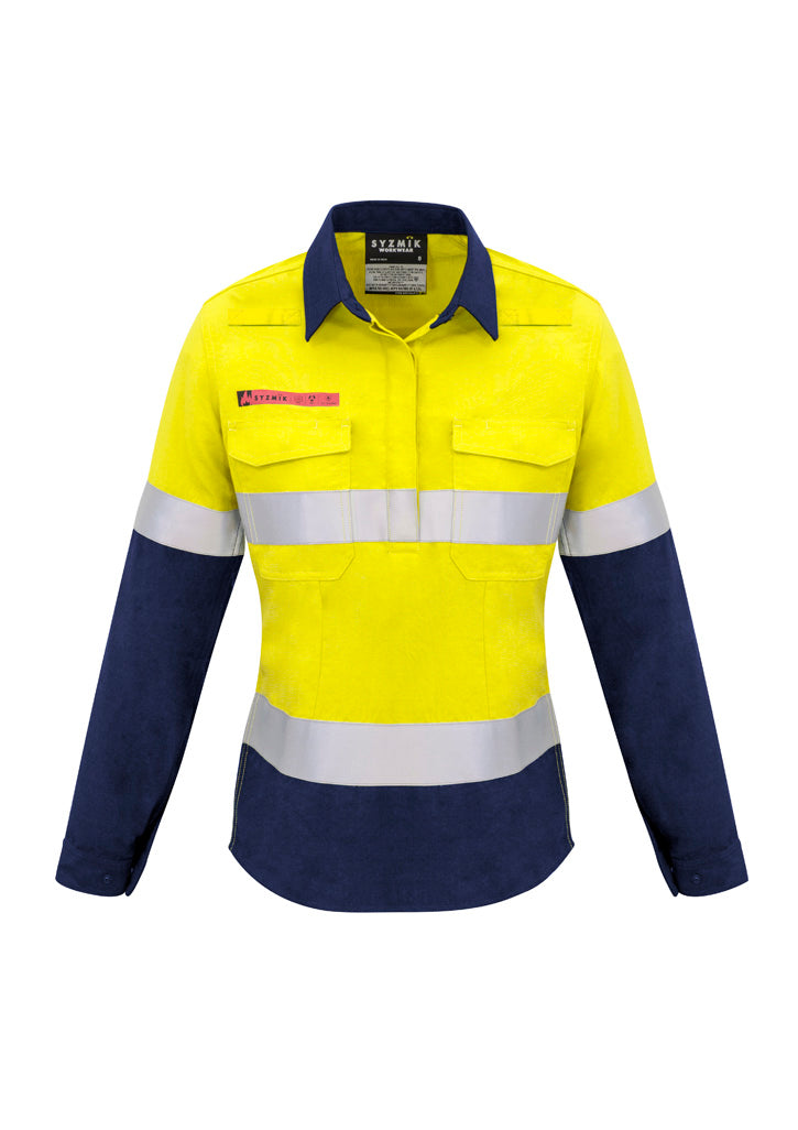 Womens FR Closed Front Hooped Taped Spliced Shirt - Yellow/Navy