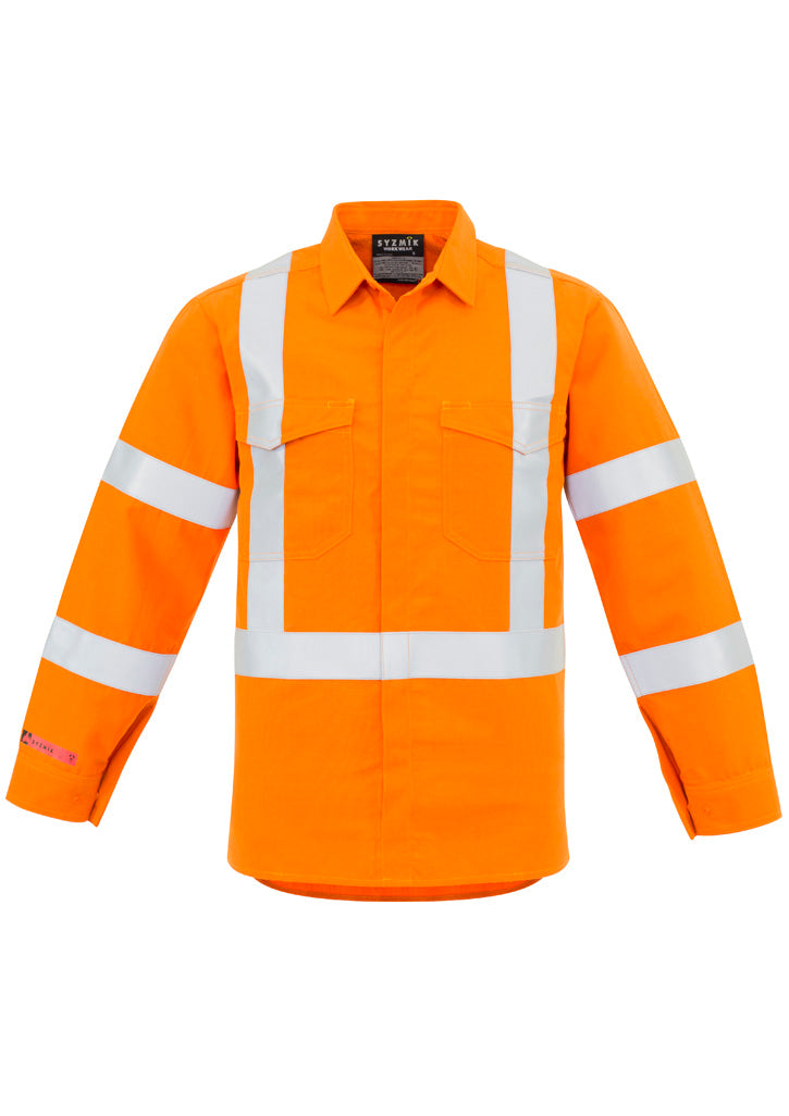Mens Red Flame Hi Vis X Back Shirt - Orange