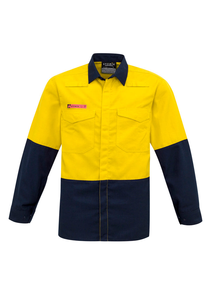 Mens Hi Vis Spliced Shirt - Yellow/Navy