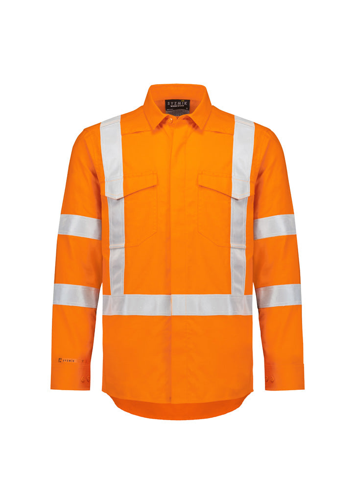 Mens Orange Flame Lightweight Ripstop X Back Taped Shirt - Orange