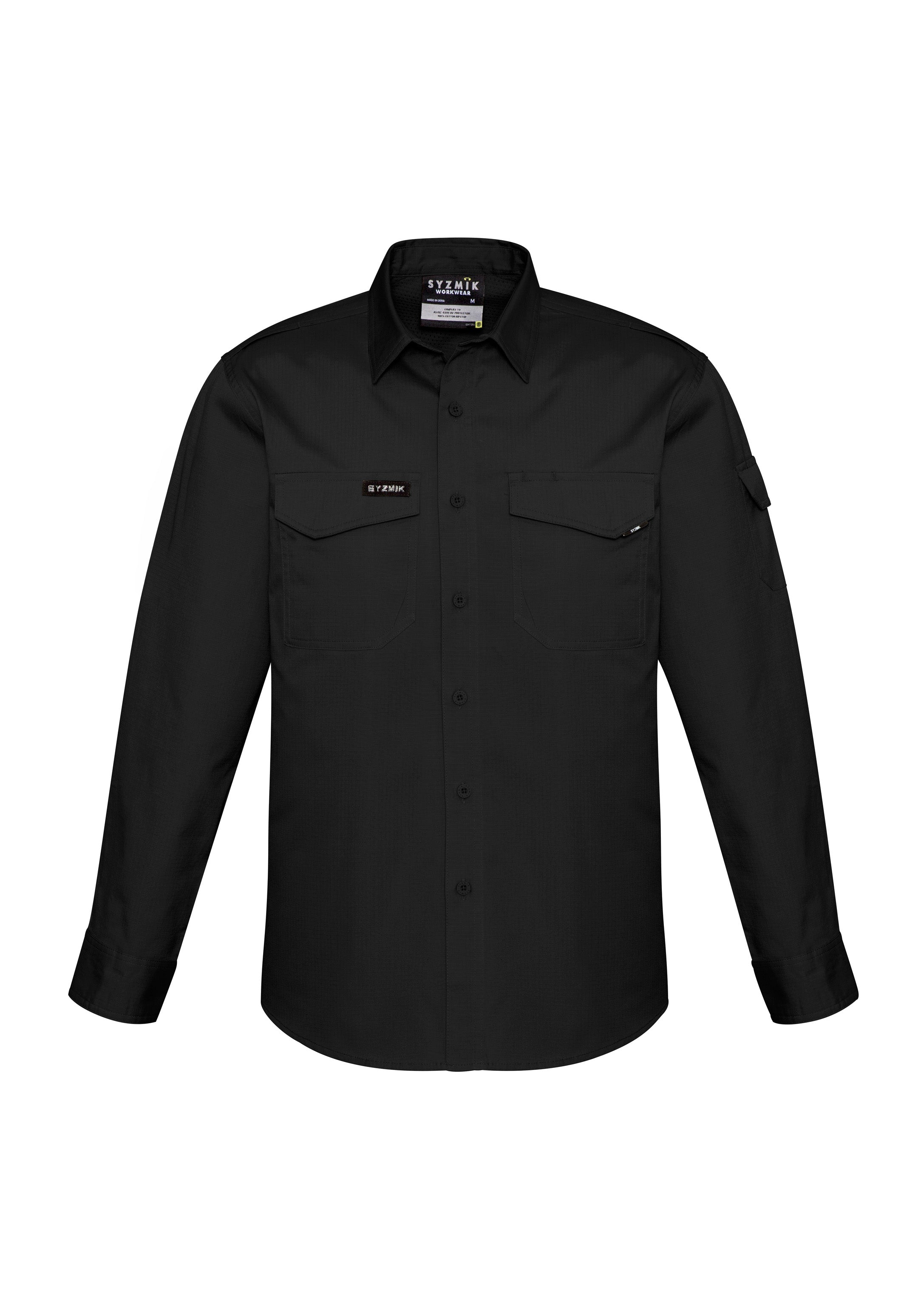 Mens Rugged Cooling Long Sleeve Shirt - Black